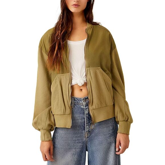 Free People We The Free Karma Bomber Jacket Top Oversized Slouchy M NWD 282755 - Picture 1 of 10
